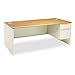 HON 38000 Series 72 by 36 by 29-1/2-Inch Right Pedestal L-Workstation Desk, Medium Oak