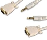 5m Gold HD SVGA Video and Stereo Audio jack cable set. Monitor TV Projector HDTV ready super high performance VGA connection kit 5 metres