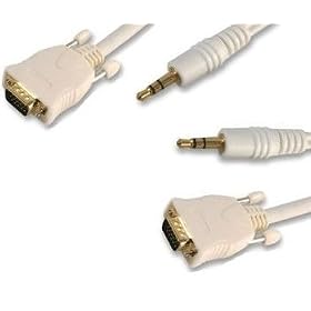 5m Gold HD SVGA Video and Stereo Audio jack cable set. Monitor TV Projector HDTV ready super high performance VGA connection kit 5 metres