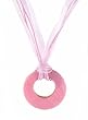 Necklace - N231 - Small Round Shell (1-5/8") hung on 5-Strand Organza Cord ~ Pink