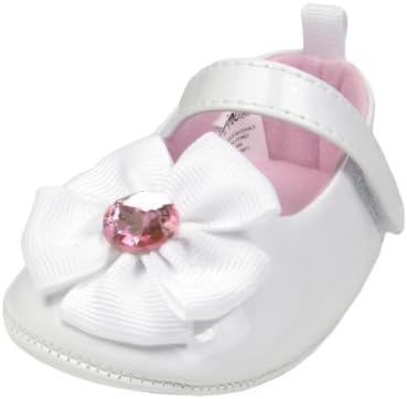 Baby Girl Mary Jane Kids Dress Show with Bow and Rhinestone Sparkle by Stepping Stones - White - 4 Infant / 9 Mths-12 Mths