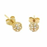 Designer Vermeil (24k Gold over Sterling Silver) Simulated Diamond CZ Ball Earrings