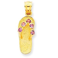 14k Gold February/CZ Birthstone Flip Flop Pendant