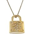 Rocawear Gold Tone Clear Austrian Crystal Rw Lock Necklace