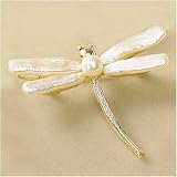 14k Gold Pearl And Diamond Dragonfly Pin