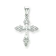 14k White Gold Satin Diamond-cut Filigree Cross Pendant