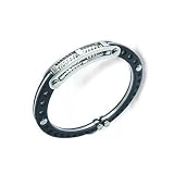 Elegant Spring Locking Mens Stainless Steel & Carbon Fiber Cuff Bracelet