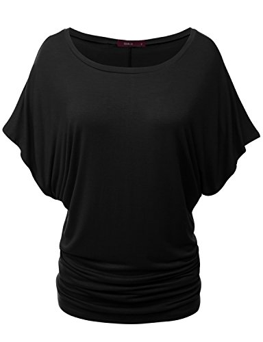 Doublju womens short sleeve round neck drape dolman blouse top bl…