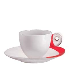 Guzzini Set of 6 Feeling Espresso cups and saucers in Red