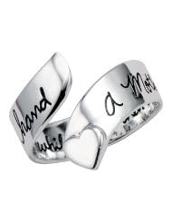 Sterling Silver "A Mother Holds Her Childs Hand For a Short While and Their Heart Forever" Wrap Ring