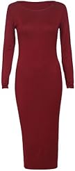 Scoop Neck Long Sleeves Jersey/Viscose Bodycon Dress/Midi Dress 