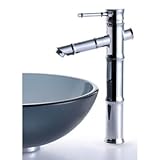 Kraus GV-104-14-SN 14-Inch Clear Black Glass Vessel Sink with PU-MR, Satin Nickel