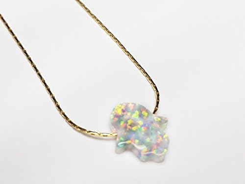 White Opal Hamsa Necklace and Gold filled Chain