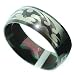 Mens Stainless Steel High Polish Black Tribal Ring - UK Size U