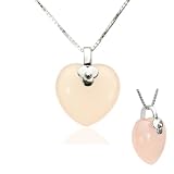 Rose Quartz Heart Shaped Platinum Overlay CAREFREE Sterling Silver Pendant Necklace