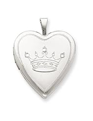 Genuine .925 Sterling Silver 20mm Satin & D/C Crown Heart Locket. 100% Satisfaction Guaranteed.