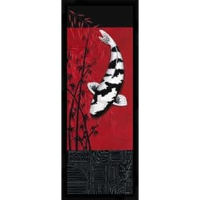 Tableau avec cadre: Nicole Gruhn, "Premium Shiro Utsuri", 33 x 95 - Aluminium Basic M: Noir mate de soie