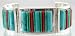 Turquoise and Coral Channel Set Inlaid Sterling Silver Bracelet by Veronica Benally, #10909