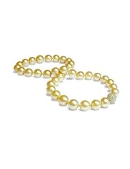 10.3x13.5mm Round Golden South Sea Pearl Necklace