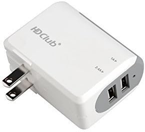 HDClub®3.4A 17W Dual USB Travel Wall Charger+Micro USB Cable with SmartID Technology, Foldable Plug for iPhone iPad, Samsung Galaxy, HTC Nexus Moto Blackberry, Power Bank and More[White]