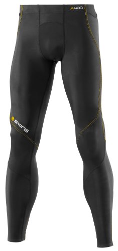 SKINS Mens A400 Long Tights , Black/Yellow, LS