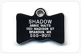 Pet ID Tag - Bow Tie - Custom engraved cat and dog ID tags. Pet safety tag has reflective coating and is available in plastic, stainless steel and brass.