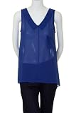 Forever 21 Flowy Chiffon Sheer Sleeveless Small Pocket Blouse Cobalt Blue