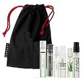 Fragrance perfume sampler 6 sample set kit collection for him Men (Yves Saint Laurent La Nuit De L'Homme Eau de Toilette + CARTIER Declaration Essence Eau de Toilette + LACOSTE Essential Men Eau de Toilette + Gucci by Gucci SPORT Eau De Toilette + John Varvatos Cologne Eau De Toilette + Dolce & Gabbana Light Blue Pour Homme Eau De Toilette) all in a black bag