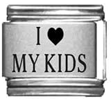 Clearly Charming I Heart my Kids Laser Etched Italian Charm