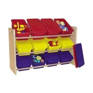 See and Store Toy Rack with 12 Bins with Lids-
