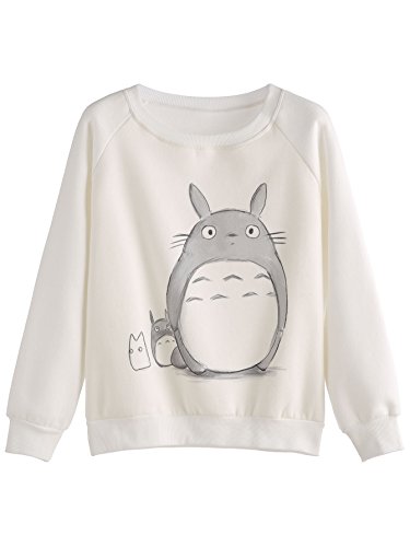 Floerns Women's Totoro Print Long Sleeve Shirt Pullover Sweatshirt