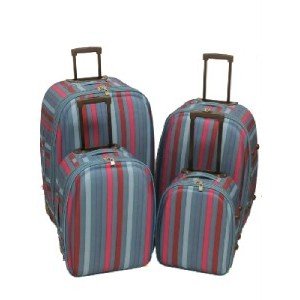 4 PIECE STRIPED LIGHTWEIGHT SUITCASES 