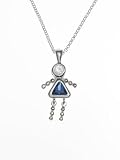 Sterling Silver Girl September Birthstone Necklace with Rolo Chain