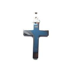 Hematite Cross / Crucifix Pendant with Braided Faux Leather Necklace