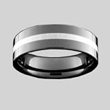 8 MM Black Finest Tungsten Carbide Ring With Striking Natural Finest Tungsten Color Center Inlay