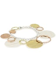 1AR by UnoAerre 18KT Gold Plate Rustic Finish Circle Bracelet with Graduated Links