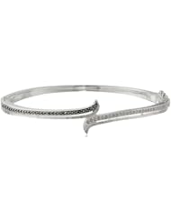 Judith Jack "Paradise" Hammered Silver and Marcasite Bangle Bracelet, 2.7"