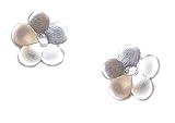 Tashi Sterling Silver Brushed Matte Finish 5 Petal Flower Stud Earrings