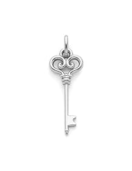 Elegant Scroll Heart Key Pendant in 14 Karat White Gold