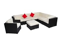 Big Sale Frugah 8 Pieces Outdoor Rattan Sofa Deluxe Wicker Sectional Patio Garden Furniture Lounge Chair