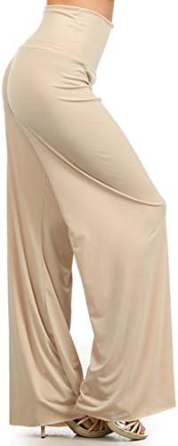 Fashiondio Women's Wide Leg Palazzo Pants Solid and Prints (L, KHAKI)