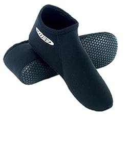 3mm Tilos Short Neoprene Pull on Socks with Traction Sole for All Water Sports, Snorkel boots, snorkeling socks, diving socks, dive socks, Men's 7 - Women's 8.5
