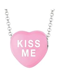 Sweethearts Enamel "Kiss me" Heart on 16" Necklace Pendant with Gift Box