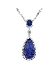 5.19Ct Oval & Pear Cut Sapphire & VS Diamond Pendant 14K Gold