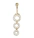 14k White Gold Circle CZ Dangle Drop Belly Button Ring