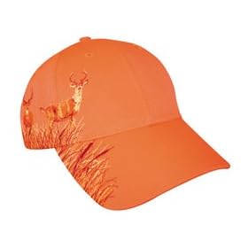 Blaze Orange Deer Hunting Hat With Buck Design by