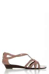 Faux Leather Mini Wedge Sandals in Rose