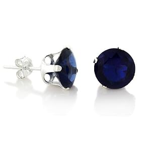 September Birthstone Sapphire Blue Round Cut Cubic Zirconia CZ Silver Stud Earrings