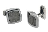 Titanium & Steel Cufflinks with Grid Mesh Center