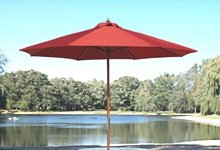 9ft Wooden Market Umbrella Olefin Terra